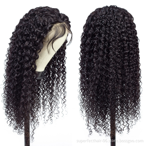 Curly 4*4 Wigs Wholesale  Brazilian Virgin Human Hair Wig With Baby Hair Kinky Curly Closure Wigs